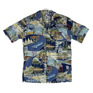 Pacific Legend Hawaiian Shirt Mens Medium Route 66 Classic Cars Made In Hawaii